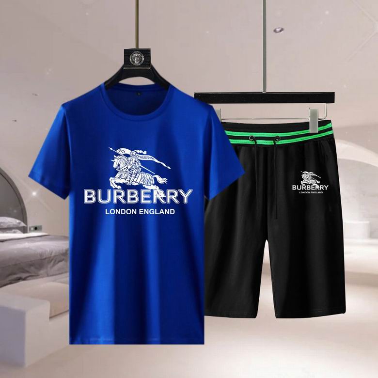 Wholesale Cheap B.urberry Short Sleeve Replica Tracksuits for Sale