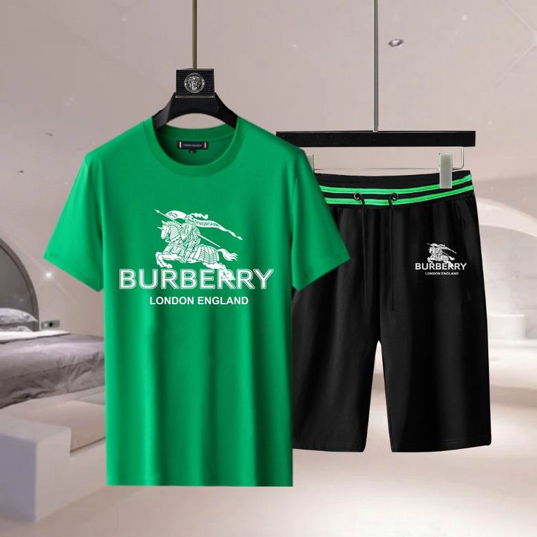 Wholesale Cheap B.urberry Short Sleeve Replica Tracksuits for Sale