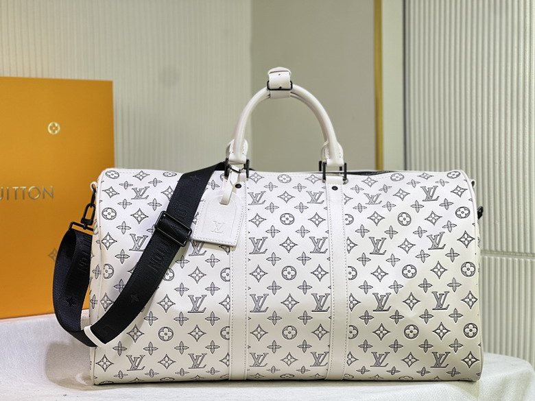 Wholesale Cheap AAA Louis Vuitton Keepall Bandoulière 50 Monogram Shadow Leather Travel Bags for Sale