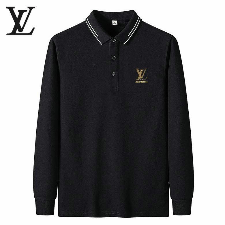 Wholesale Cheap Lv Long Sleeve Lapel T Shirts for Sale