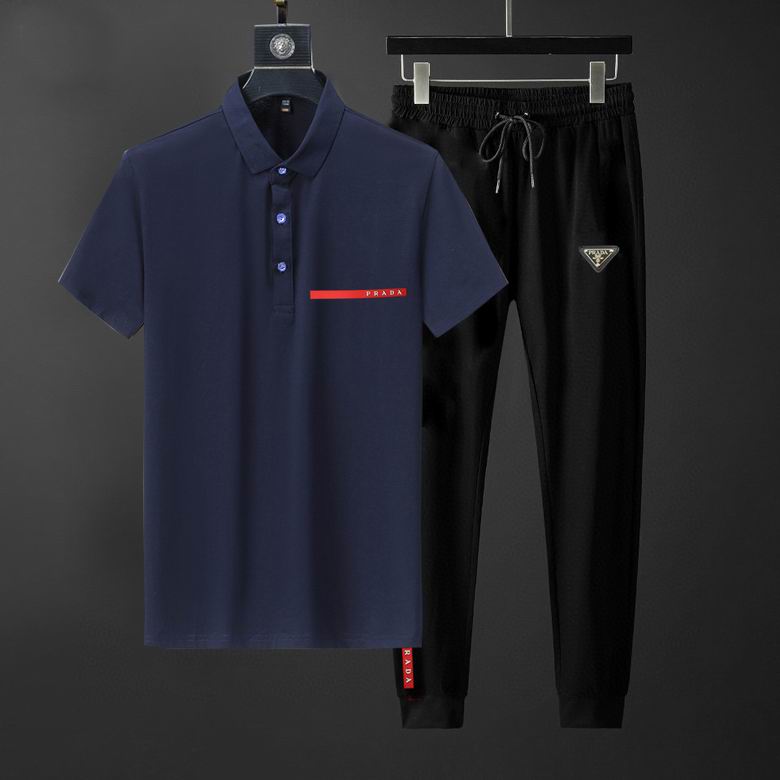 Wholesale Cheap Prada Short Sleeve Replica Tracksuits Sets for Sale