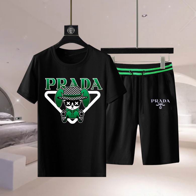 Wholesale Cheap Prada Short Sleeve Replica Tracksuits Sets for Sale