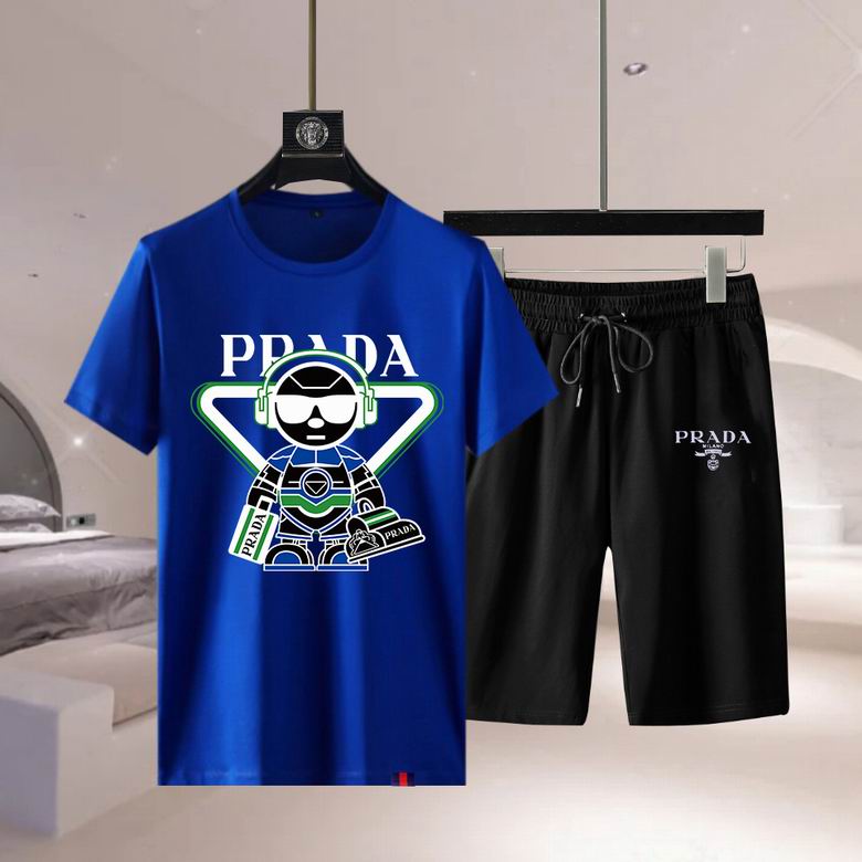 Wholesale Cheap Prada Short Sleeve Replica Tracksuits Sets for Sale