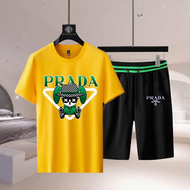 Wholesale Cheap Prada Short Sleeve Replica Tracksuits Sets for Sale