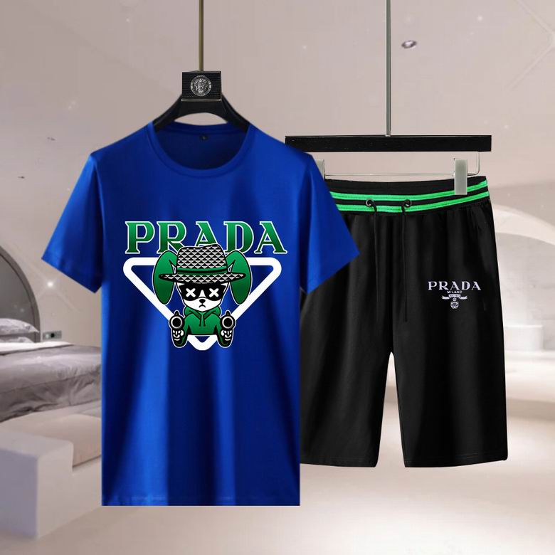 Wholesale Cheap Prada Short Sleeve Replica Tracksuits Sets for Sale