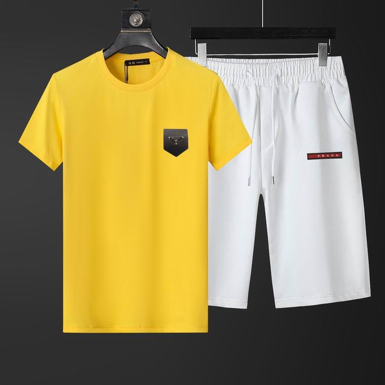 Wholesale Cheap Prada Short Sleeve Replica Tracksuits Sets for Sale