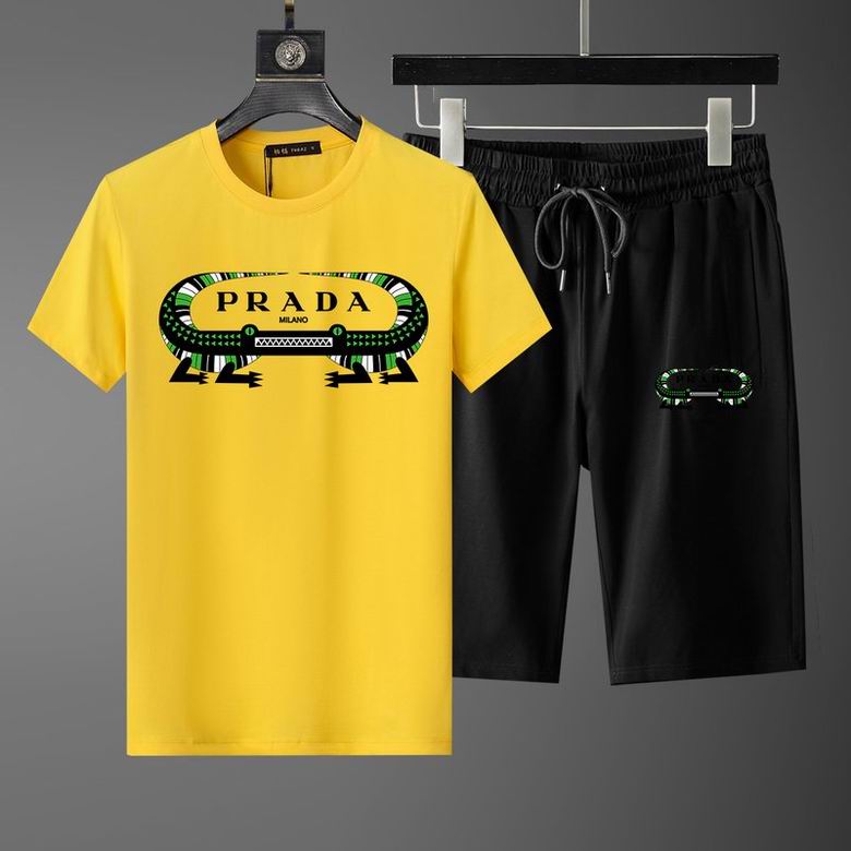 Wholesale Cheap Prada Short Sleeve Replica Tracksuits Sets for Sale