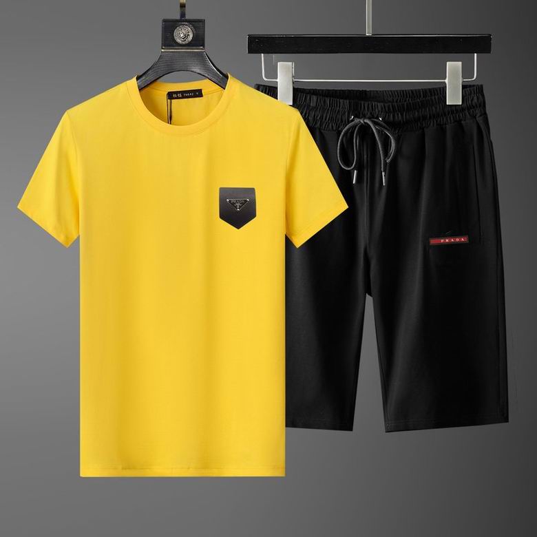 Wholesale Cheap Prada Short Sleeve Replica Tracksuits Sets for Sale