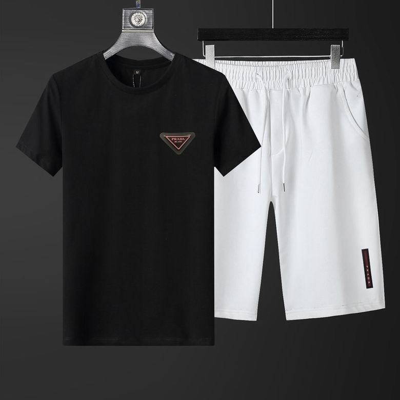 Wholesale Cheap Prada Short Sleeve Replica Tracksuits Sets for Sale