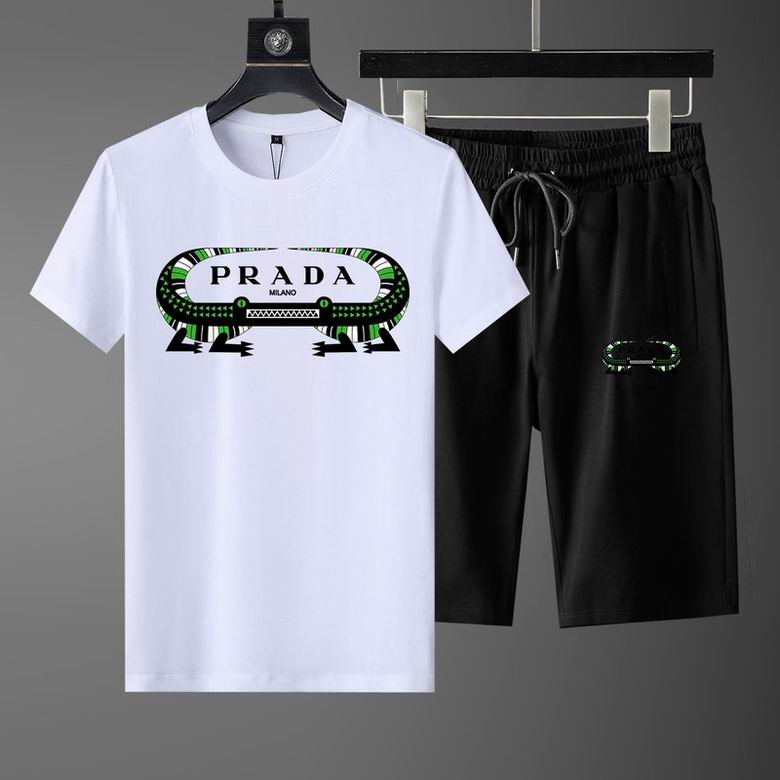 Wholesale Cheap Prada Short Sleeve Replica Tracksuits Sets for Sale