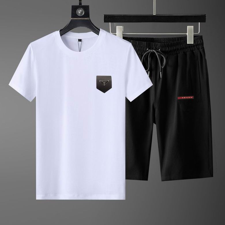 Wholesale Cheap Prada Short Sleeve Replica Tracksuits Sets for Sale