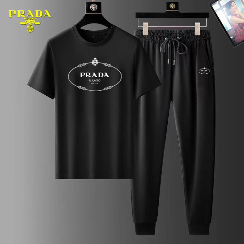 Wholesale Cheap Prada Short Sleeve Replica Tracksuits Sets for Sale