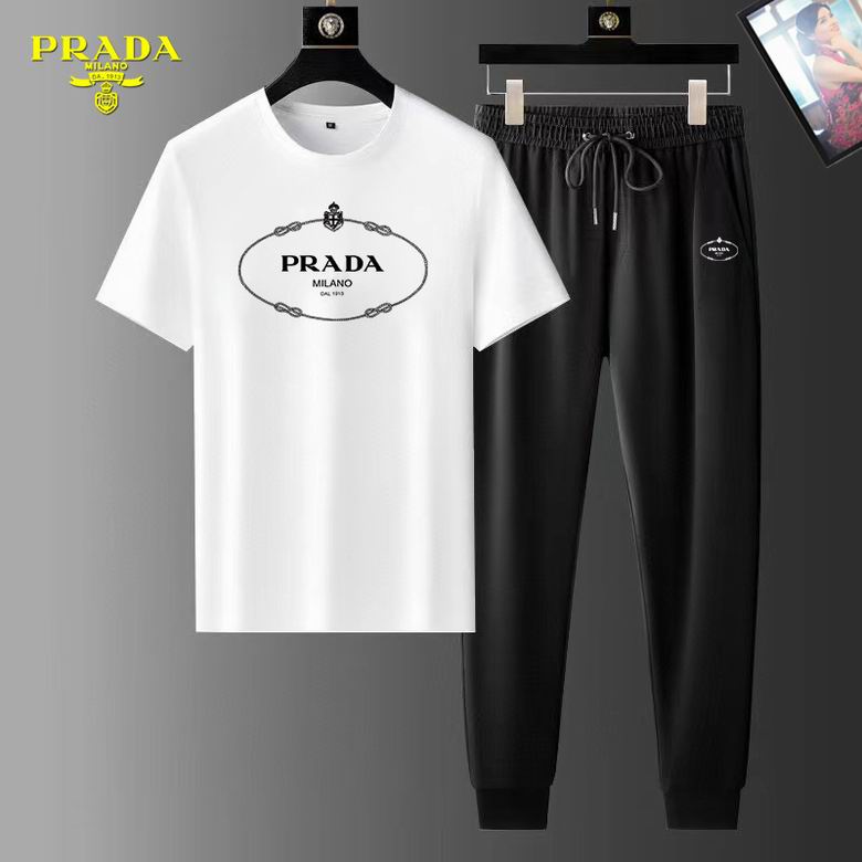 Wholesale Cheap Prada Short Sleeve Replica Tracksuits Sets for Sale