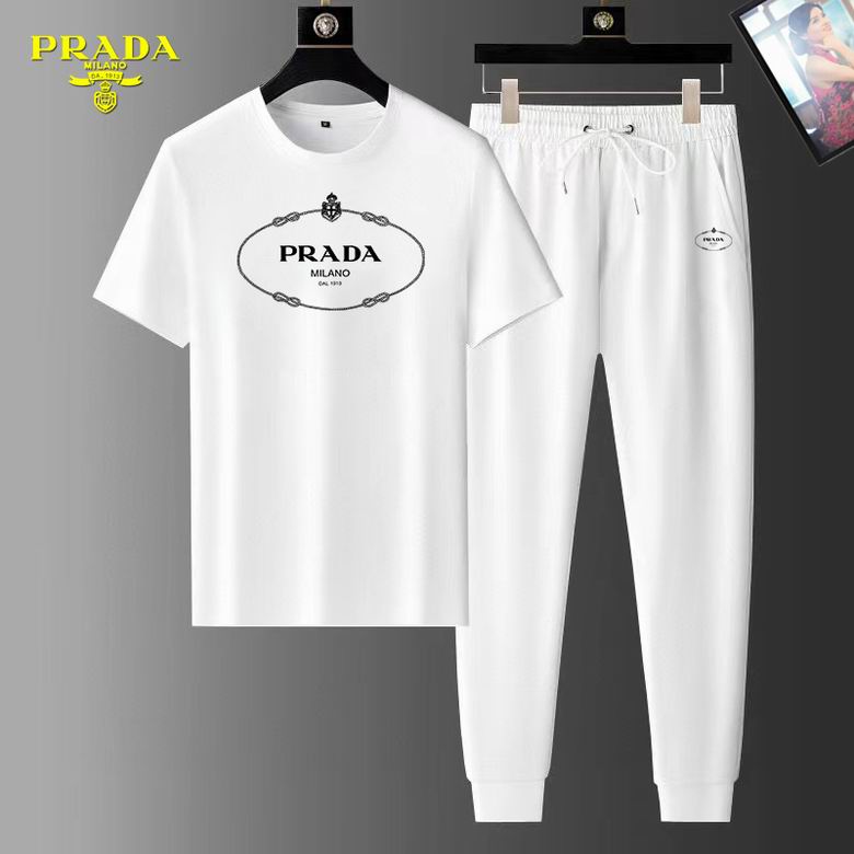 Wholesale Cheap Prada Short Sleeve Replica Tracksuits Sets for Sale