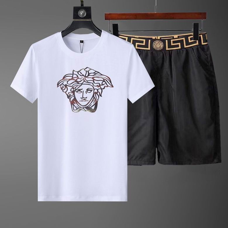 Wholesale Cheap Versace Short Sleeve Replica Tracksuits Sets for Sale