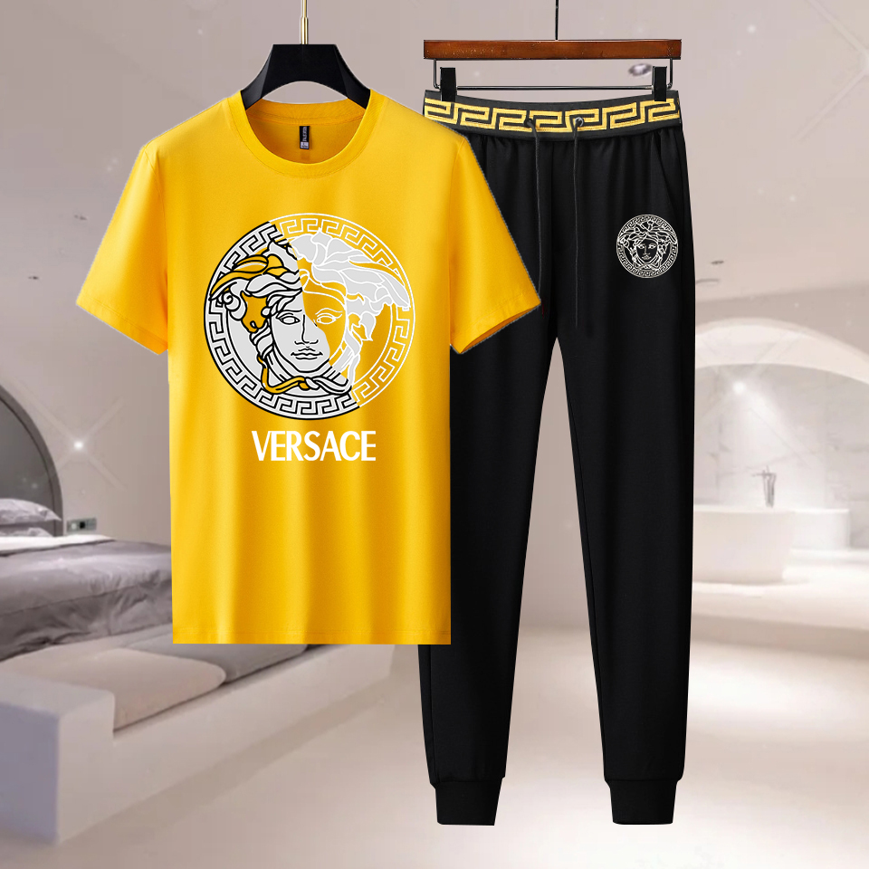 Wholesale Cheap Versace Short Sleeve Replica Tracksuits Sets for Sale