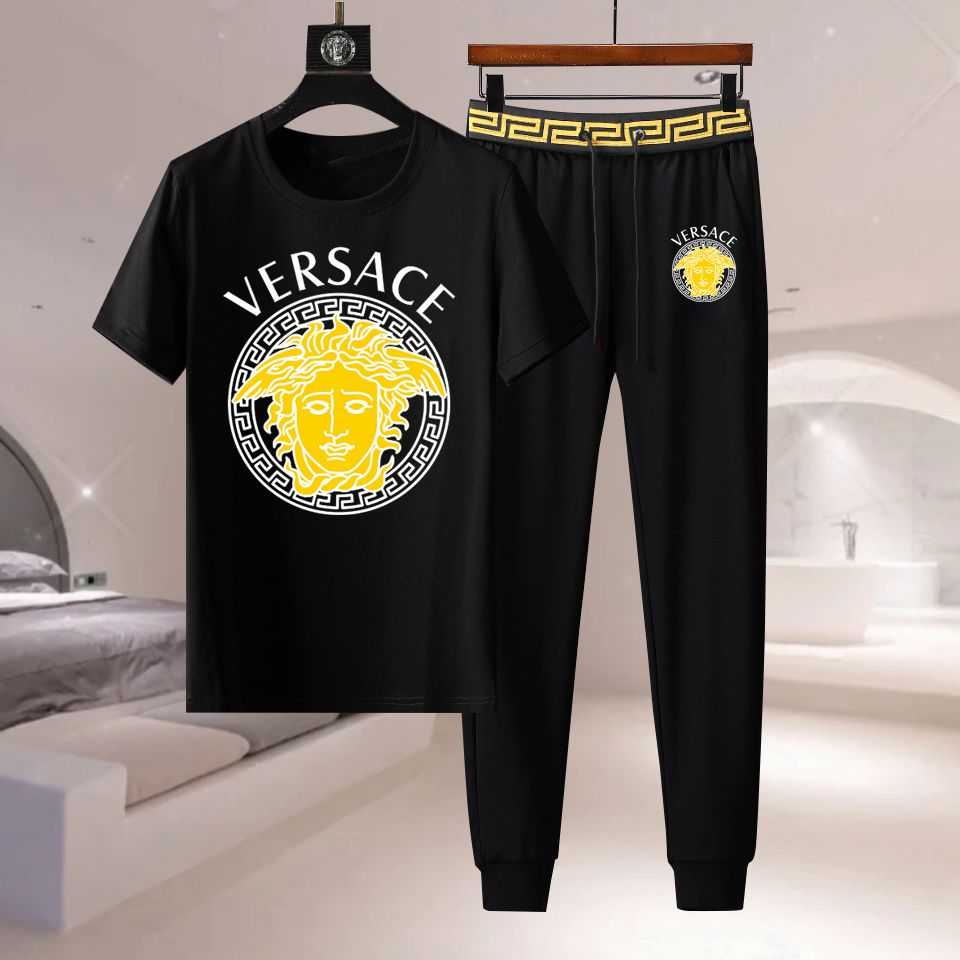 Wholesale Cheap Versace Short Sleeve Replica Tracksuits Sets for Sale