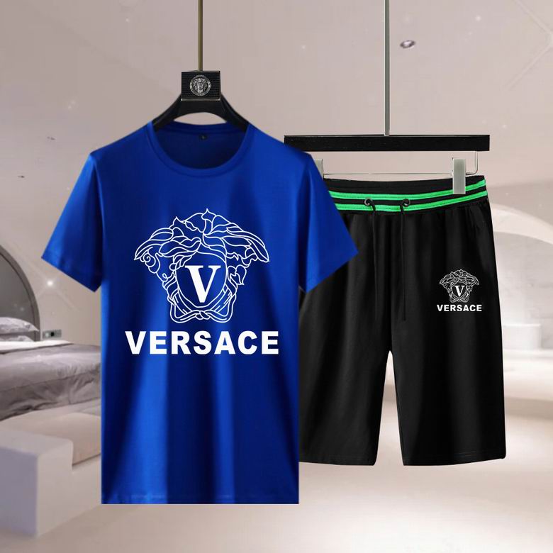 Wholesale Cheap Versace Short Sleeve Replica Tracksuits Sets for Sale