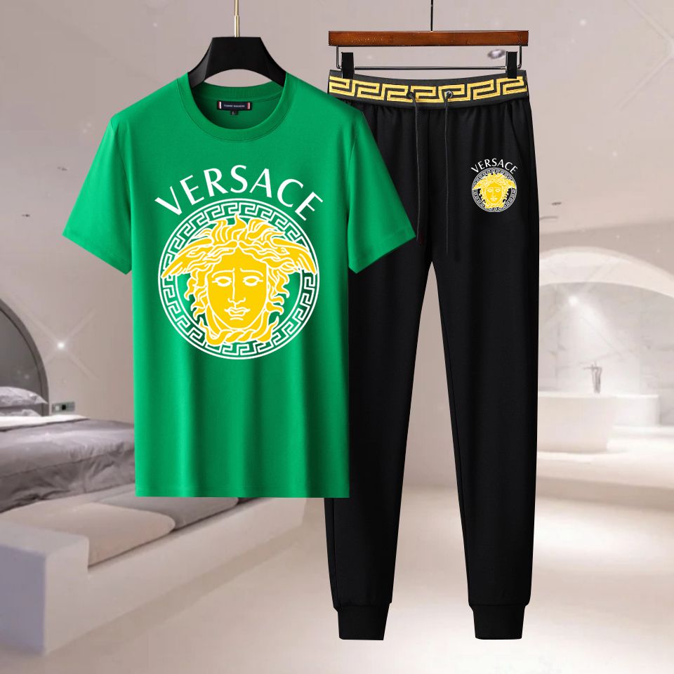 Wholesale Cheap Versace Short Sleeve Replica Tracksuits Sets for Sale