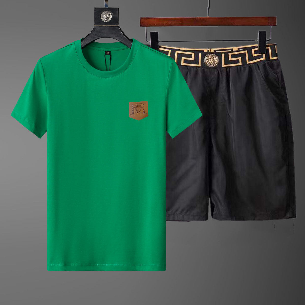 Wholesale Cheap Versace Short Sleeve Replica Tracksuits Sets for Sale